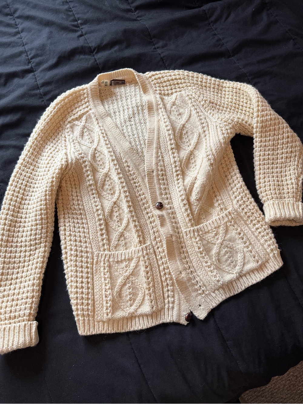 Men's Lamb’s Wool Cable Knit Cardigan with Front Pockets-Made in Ireland